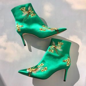 Zara Satin Embellished Booties